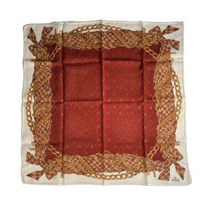 Vintage Fendi Cotton Scarf – Chains & Check Bow Print